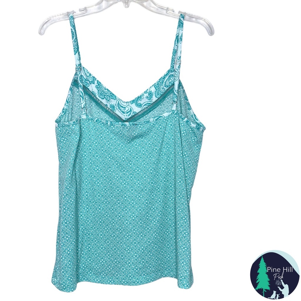 Jones NY Pajama Set 2 PC Cami Pants Womens Large Paisley Knit Teal Romantic EUC - Picture 4 of 10